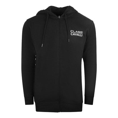 Black - Front - Cavalli Class Mens Reversed Logo Full Zip Hoodie