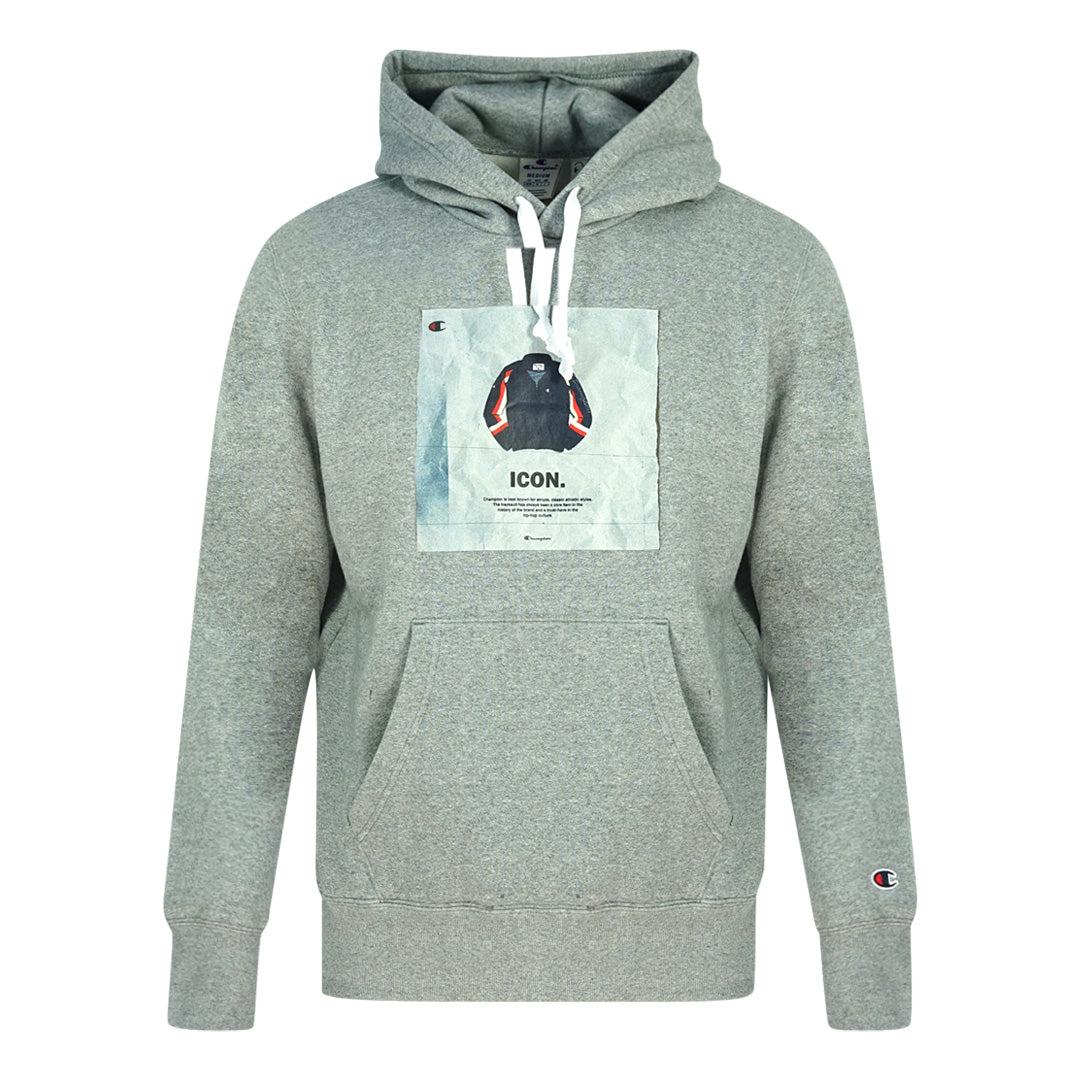 Grey - Front - Champion Mens Icon Logo Hoodie