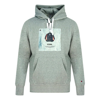 Grey - Front - Champion Mens Icon Logo Hoodie