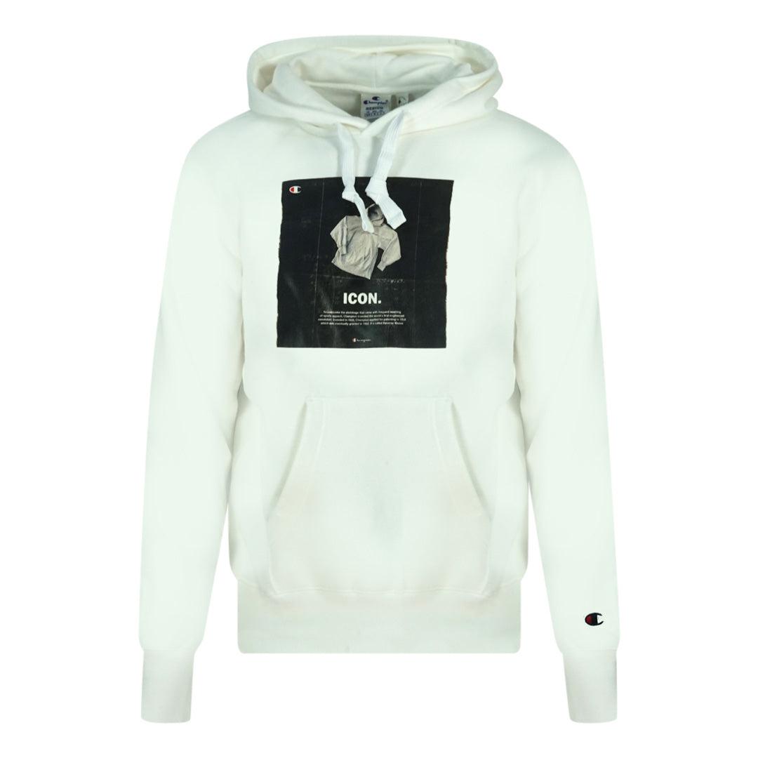 White - Front - Champion Mens Icon Logo Hoodie