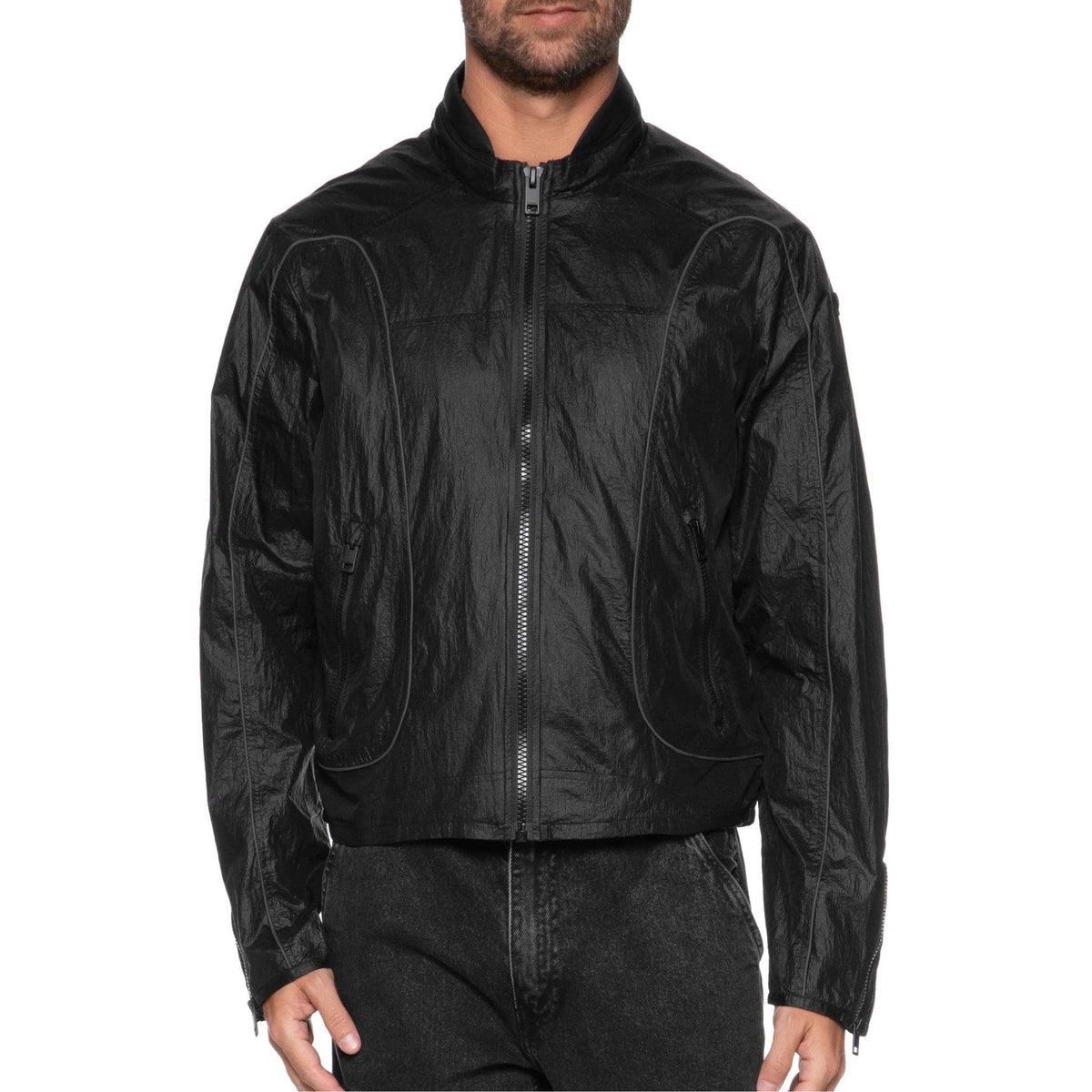 Black - Side - Diesel Mens Motor Cross Style Track Jacket