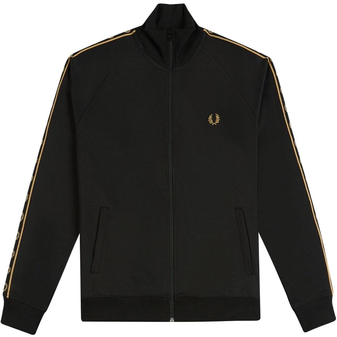 Black - Front - Fred Perry Childrens-Kids Taped Track Jacket
