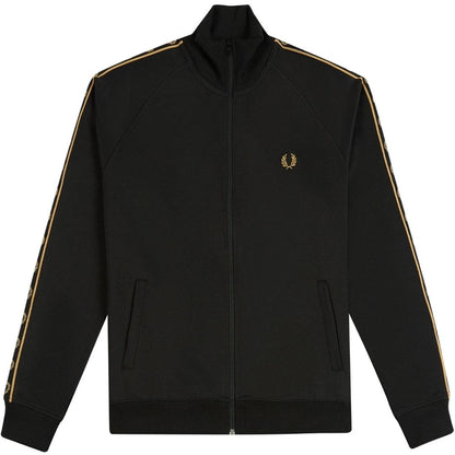 Black - Front - Fred Perry Childrens-Kids Taped Track Jacket