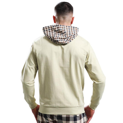 Old White - Back - Aquascutum Mens Logo Active Full Zip Hoodie