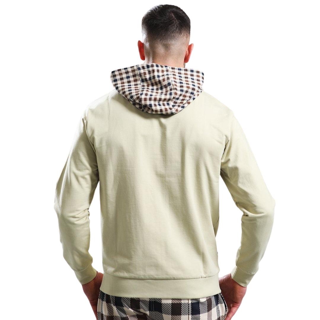 Old White - Side - Aquascutum Mens Logo Active Full Zip Hoodie