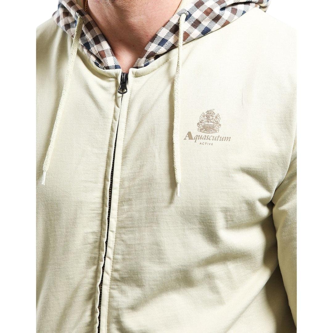 Old White - Lifestyle - Aquascutum Mens Logo Active Full Zip Hoodie