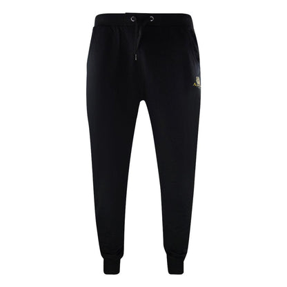 Black - Close up - Aquascutum Mens London Logo Crew Neck Tracksuit Set