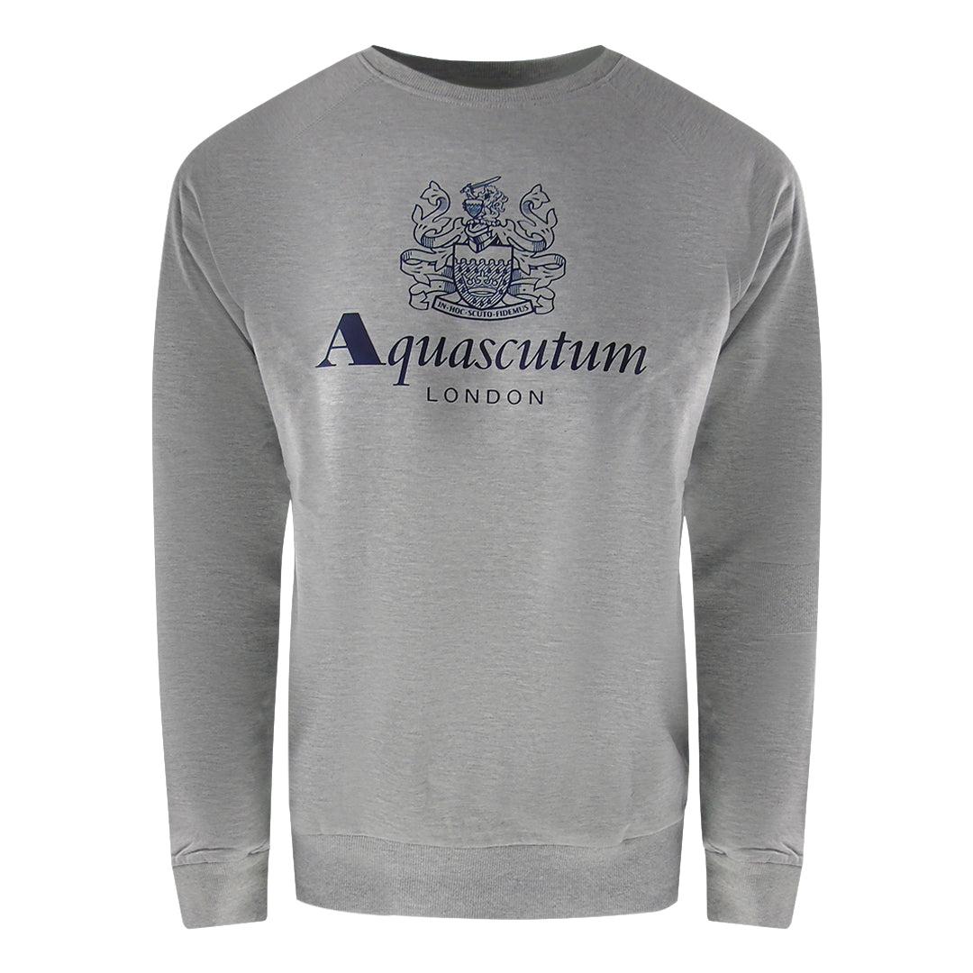 Grey - Back - Aquascutum Mens London Logo Crew Neck Tracksuit Set