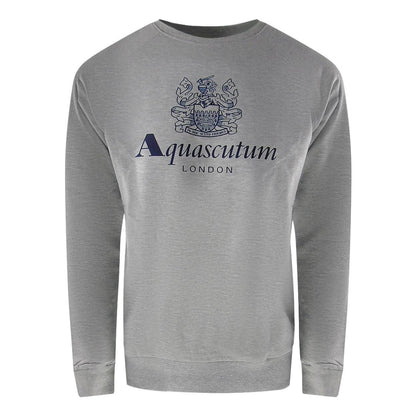 Grey - Back - Aquascutum Mens London Logo Crew Neck Tracksuit Set