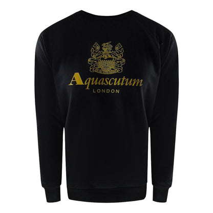 Black - Back - Aquascutum Mens London Logo Crew Neck Tracksuit Set