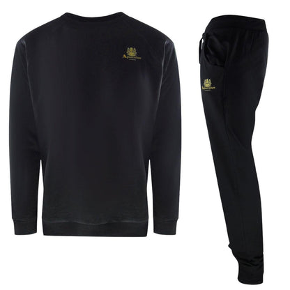 Black - Front - Aquascutum Mens Crest Crew Neck Tracksuit Set