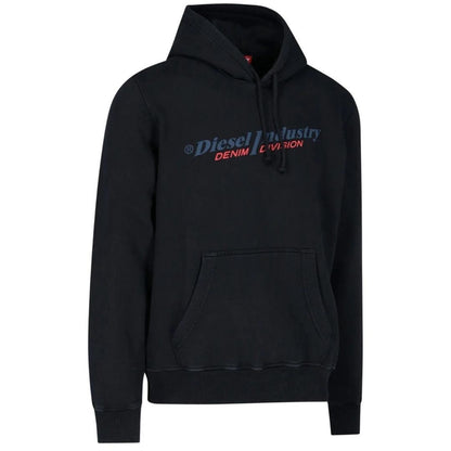 Black - Side - Diesel Mens Industry Denim Division Logo Hoodie