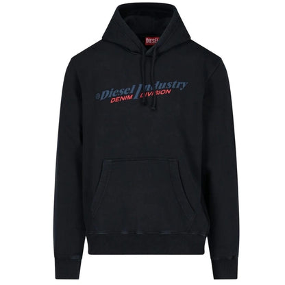 Black - Front - Diesel Mens Industry Denim Division Logo Hoodie