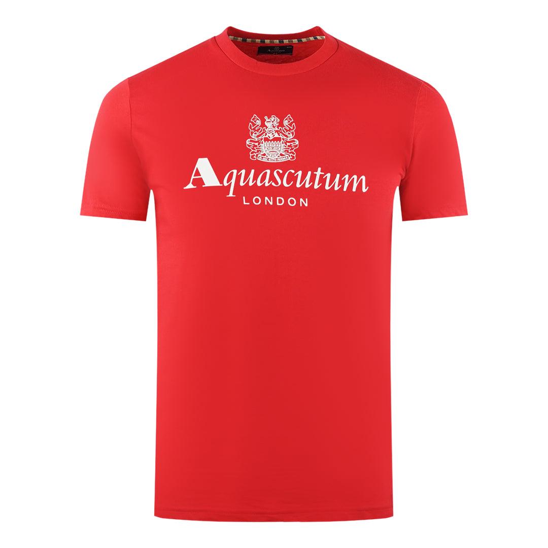 Red - Front - Aquascutum Mens London Aldis Logo T-Shirt