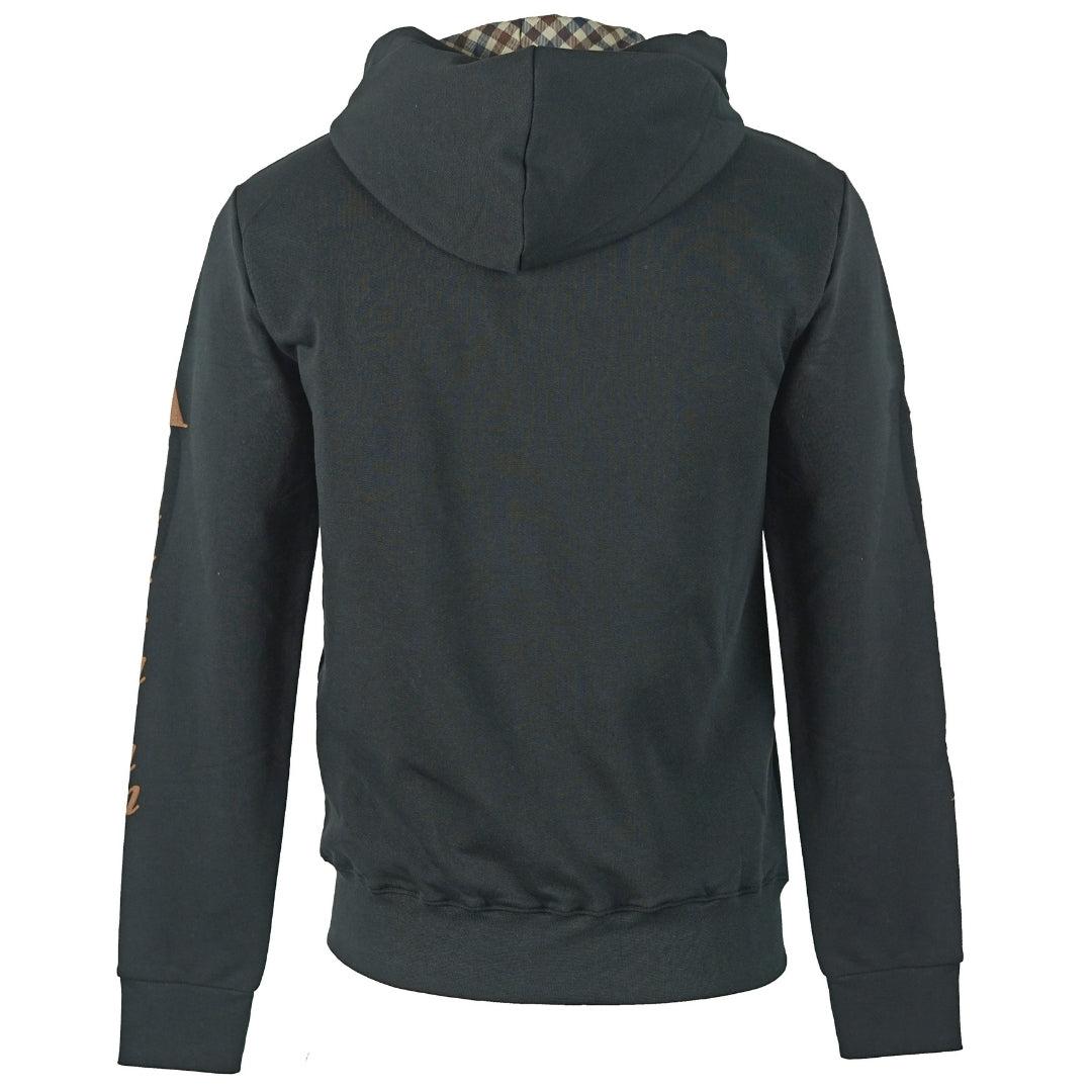 Black - Back - Aquascutum Mens Waterfield Logo Full Zip Hoodie