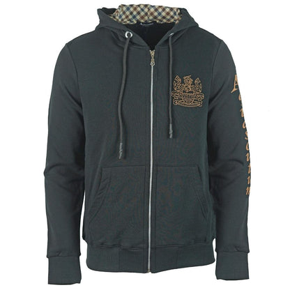 Black - Front - Aquascutum Mens Waterfield Logo Full Zip Hoodie