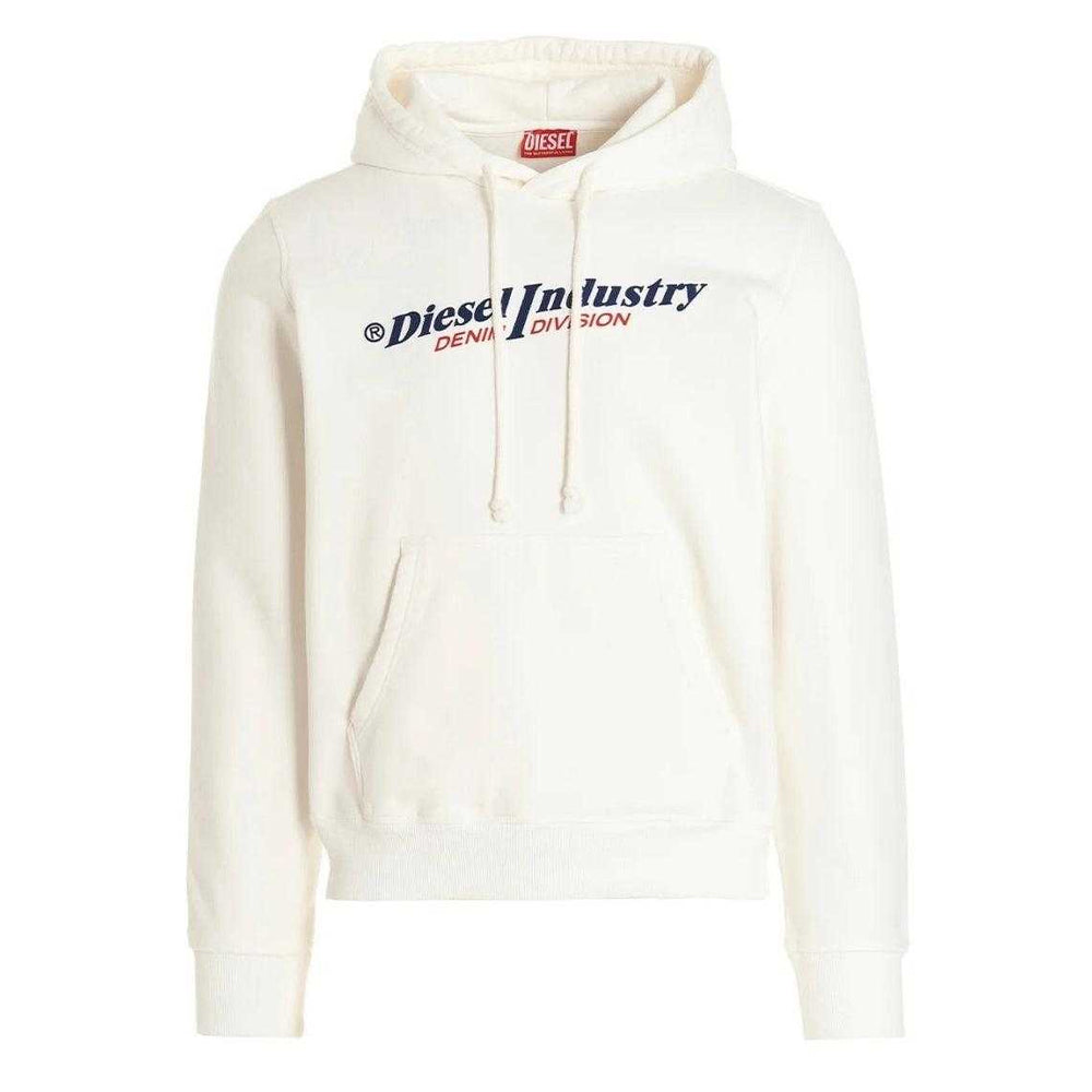 White - Front - Diesel Mens Industry Denim Division Hoodie