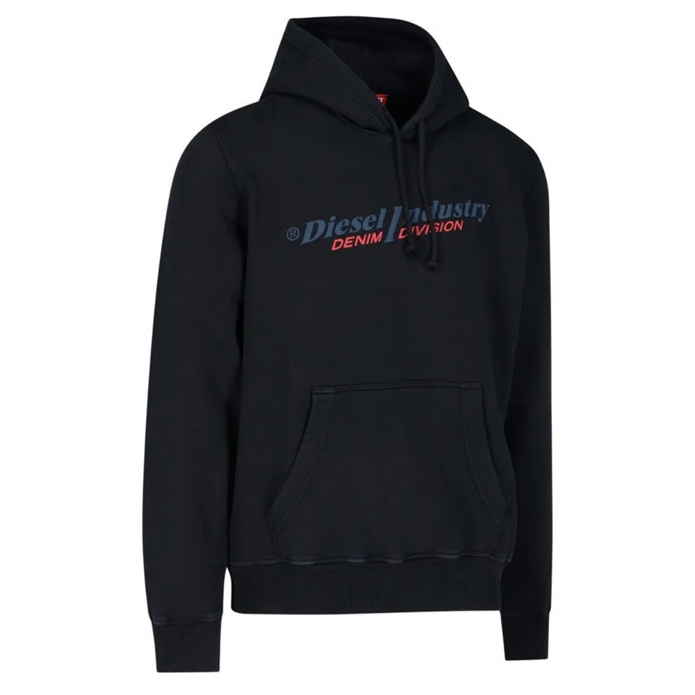 Black - Side - Diesel Mens Industry Denim Division Hoodie