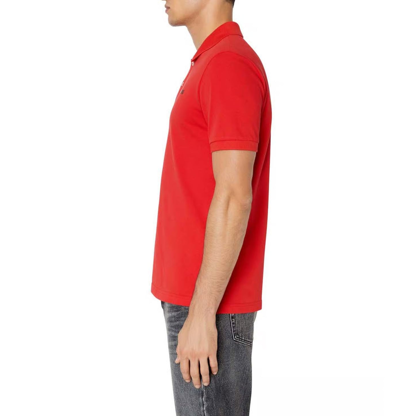 Red - Side - Diesel Mens T-Smith-Div Logo Polo Shirt