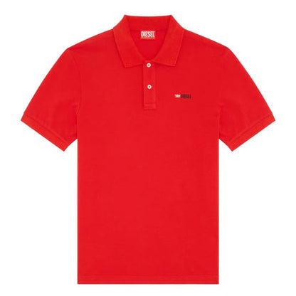 Red - Front - Diesel Mens T-Smith-Div Logo Polo Shirt