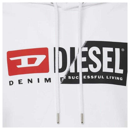 White - Side - Diesel Mens Cut Logo Hoodie