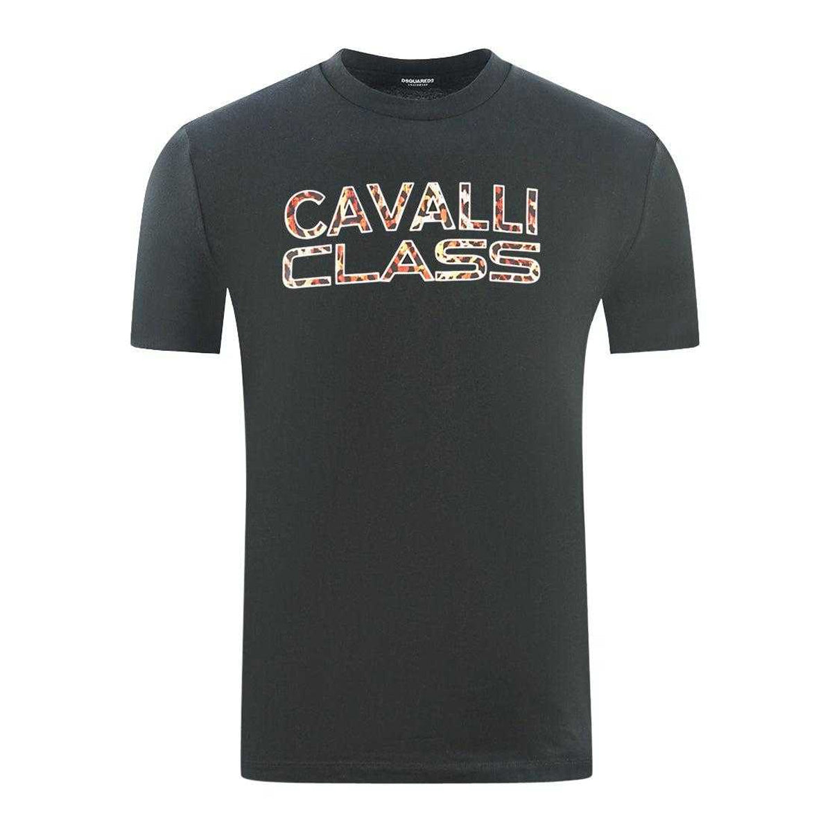 Black - Front - Cavalli Class Mens Logo Printed T-Shirt
