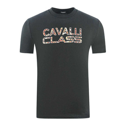 Black - Front - Cavalli Class Mens Logo Printed T-Shirt