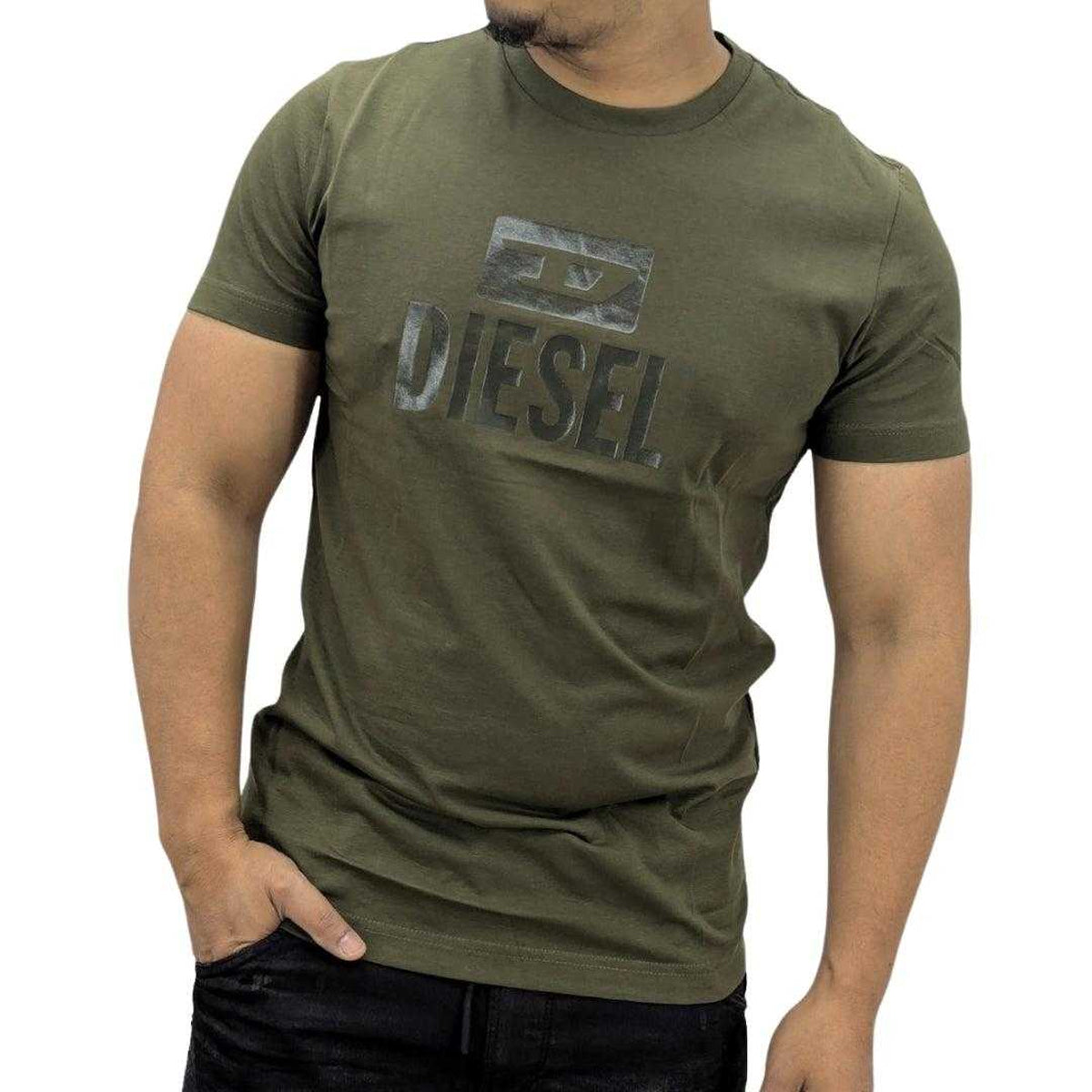 Green - Front - Diesel Mens Monotone Logo T-Shirt