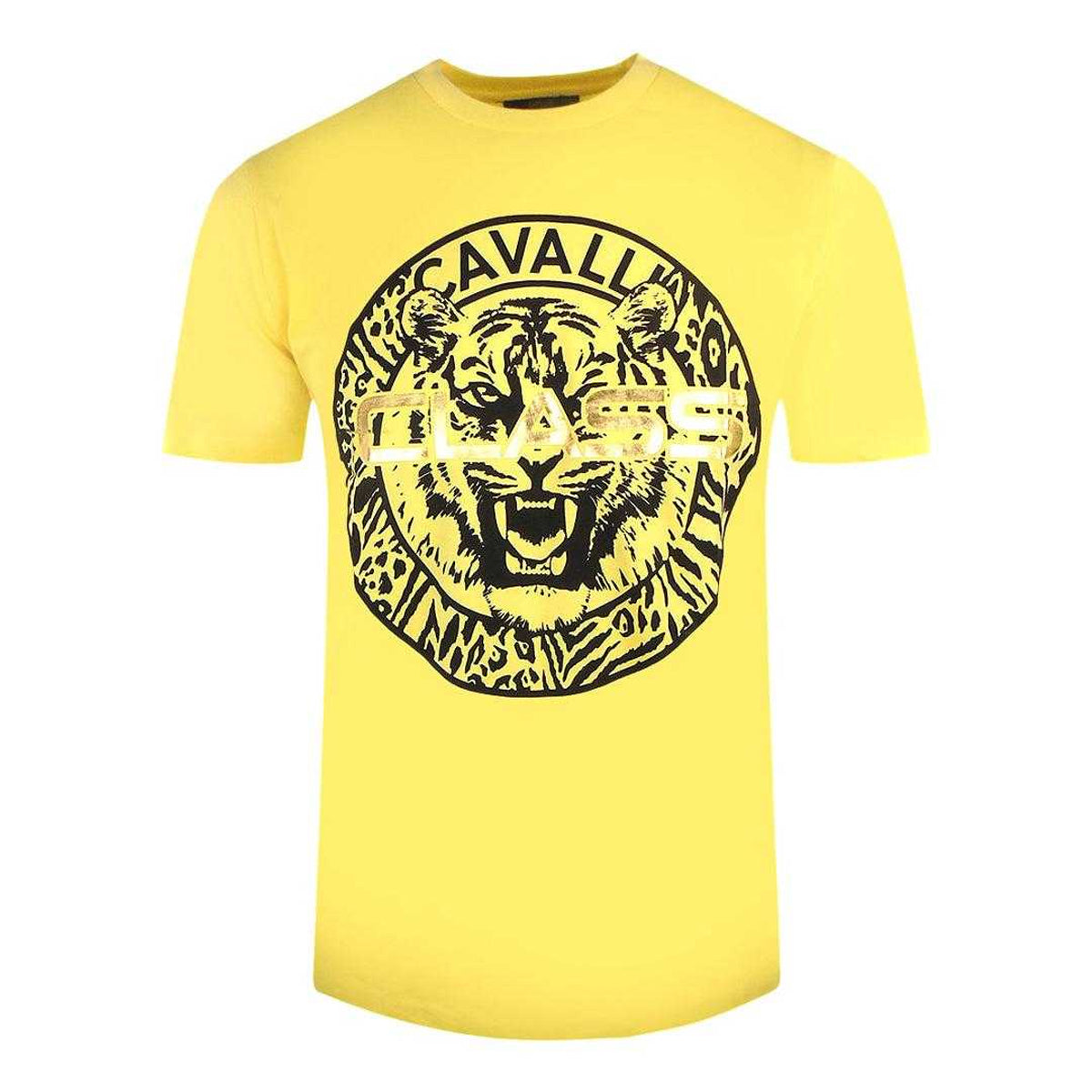 Yellow - Front - Cavalli Class Mens Tiger T-Shirt