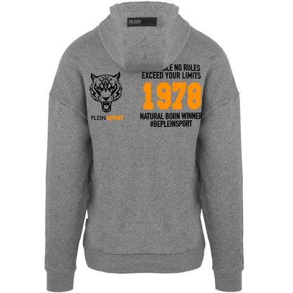 Grey - Back - Plein Sport Mens Tiger Logo Hoodie