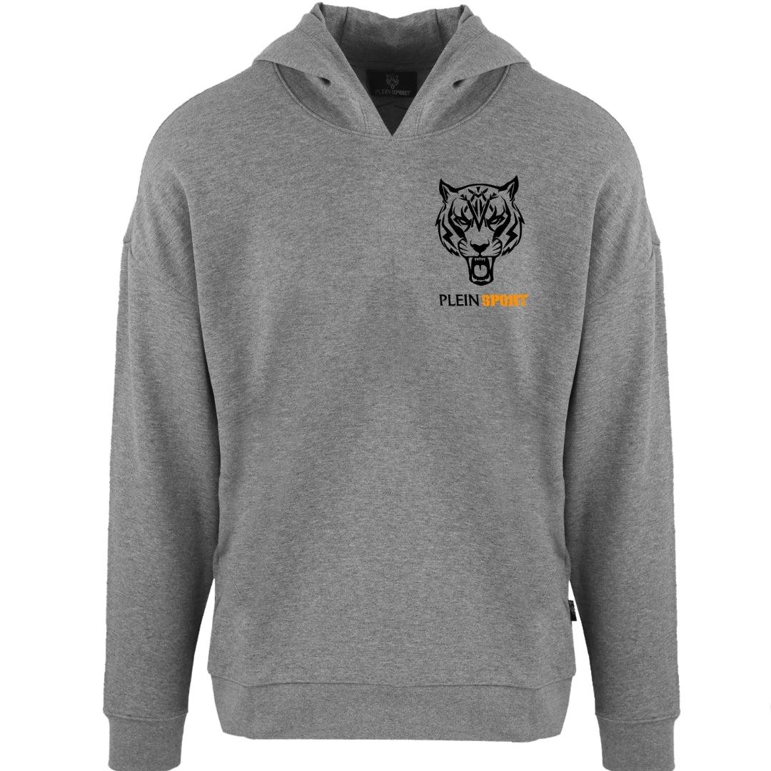 Grey - Front - Plein Sport Mens Tiger Logo Hoodie