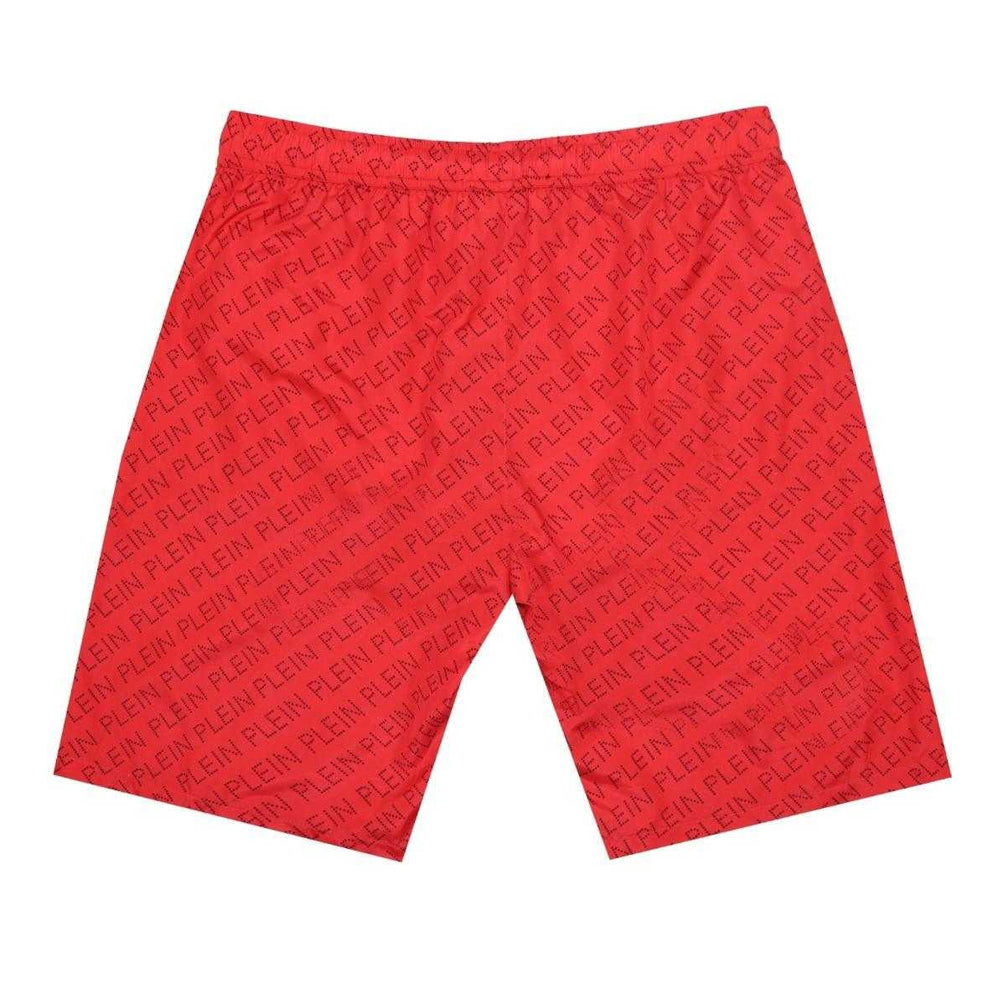 Red - Back - Philipp Plein Mens Logo Swim Shorts