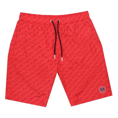 Red - Front - Philipp Plein Mens Logo Swim Shorts