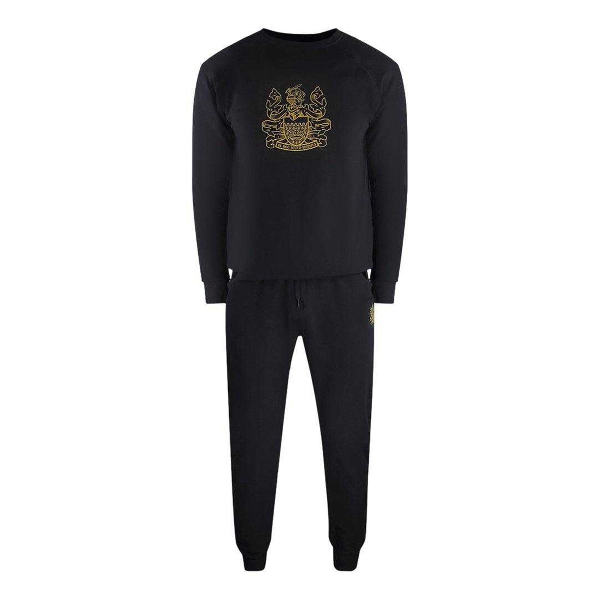 Black - Front - Aquascutum Mens Iconic Cotton Blend Crew Neck Tracksuit Set