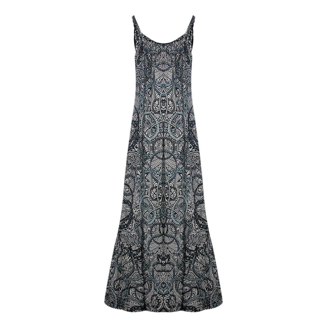 Black - Back - Inoa Womens-Ladies Jafari Silk Frill Spaghetti Strap Maxi Dress