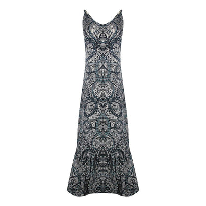 Black - Front - Inoa Womens-Ladies Jafari Silk Frill Spaghetti Strap Maxi Dress