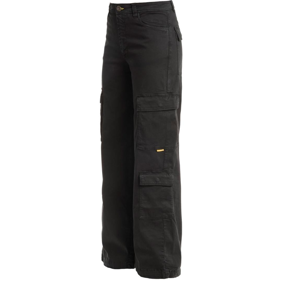 Black - Side - Parajumpers Womens-Ladies Lela Cargo Trousers
