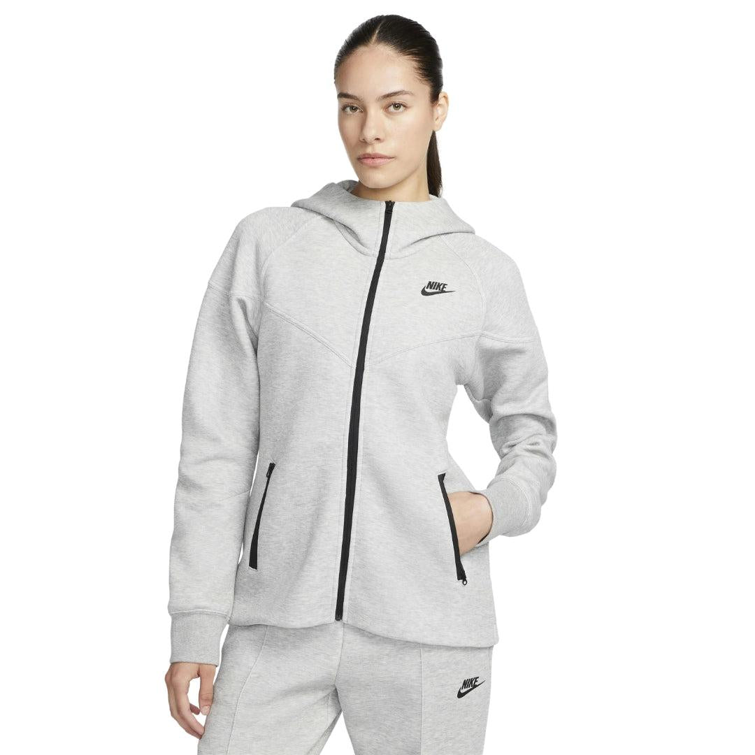 Grey - Side - Nike Womens-Ladies Plain Full Zip Hoodie