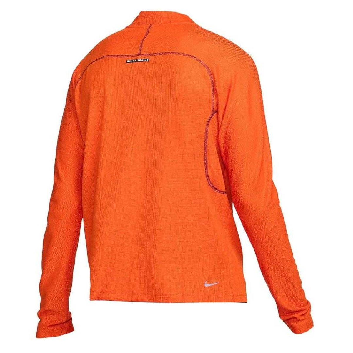 Campfire Orange-Night Maroon - Back - Nike Mens Trail Dri-FIT Long-Sleeved Running Top