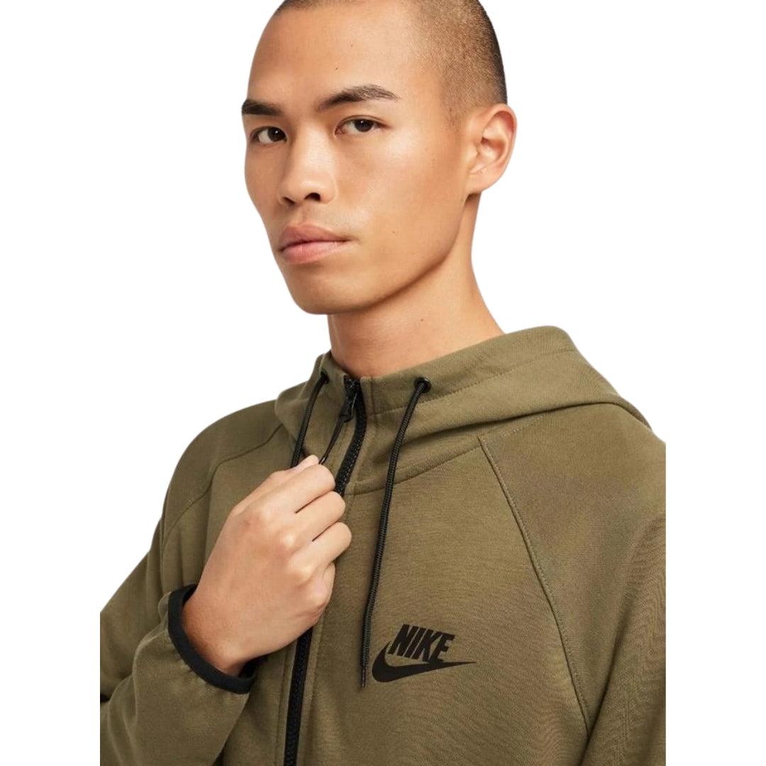 Khaki Green - Pack Shot - Nike Mens Plain Full Zip Hoodie