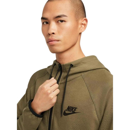 Khaki Green - Pack Shot - Nike Mens Plain Full Zip Hoodie
