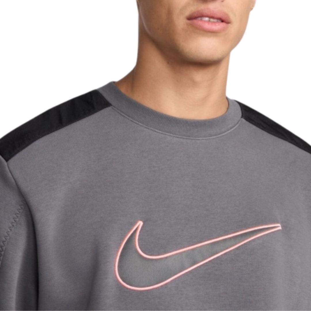 Grey - Side - Nike Mens Swoosh Logo Sweatshirt