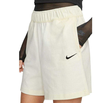 Cream - Front - Nike Womens-Ladies Jersey High Rise Loose Fit Shorts