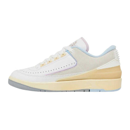 White-Cream - Side - Nike Womens-Ladies Air Jordan 2 Retro Leather Low Trainers
