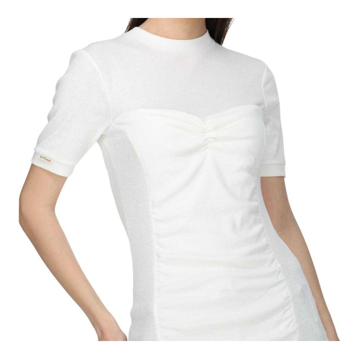 White - Side - Nike Womens-Ladies Ruched Sports T-Shirt