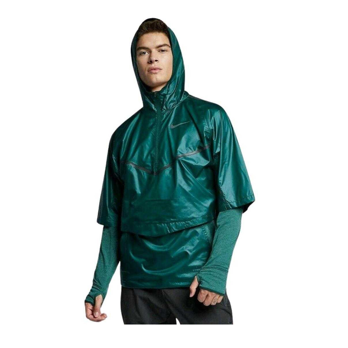 Dark Green - Front - Nike Mens Convertible Standard Running Jacket