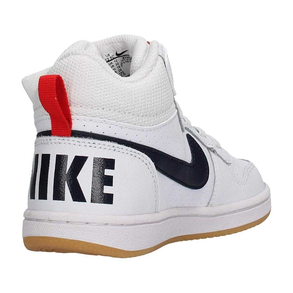 White-Black-Red - Back - Nike Childrens-Kids Court Borough Leather Mid Cut Trainers