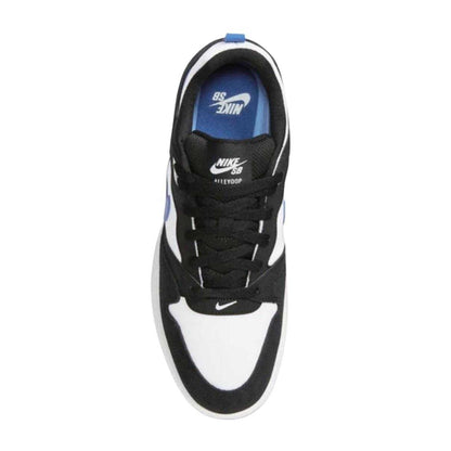 Black-White-Blue - Side - Nike Mens SB Alleyoop Suede Trainers