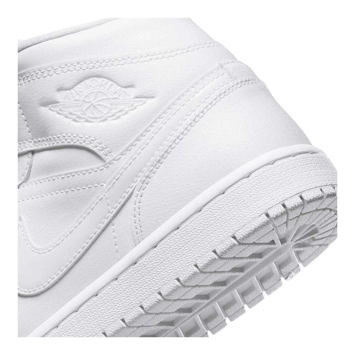 White - Pack Shot - Nike Womens-Ladies Air Jordan 1 Leather Mid Cut Trainers
