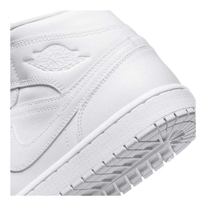 White - Pack Shot - Nike Womens-Ladies Air Jordan 1 Leather Mid Cut Trainers